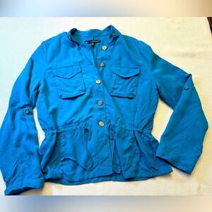 White House black market, teal lightweight jacket Coat size 10 safari casual
